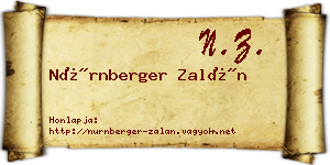 Nürnberger Zalán névjegykártya