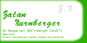 zalan nurnberger business card